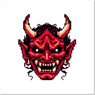 Oni Mask Japanese 8bit Posters and Art